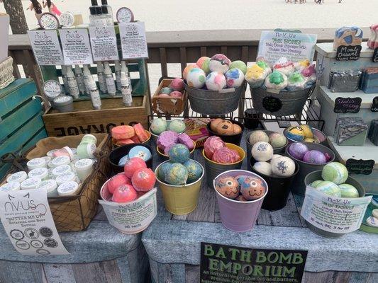 Hand made, and hand painted bath bombs.