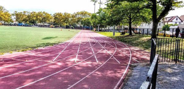 At the running track