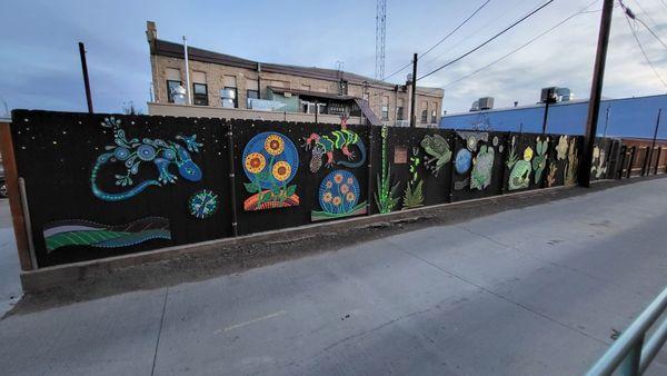 Art work on the patio fence