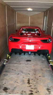 Enclosed auto transport for Ferrari 488