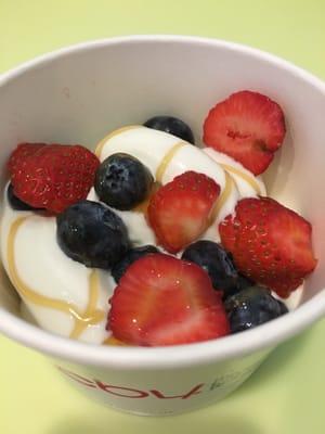 Frozen Greek yogurt with mixed berries and honey