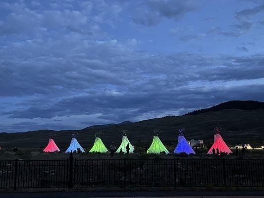 Lighted Teepees in Gardiner