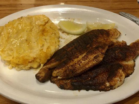 Blackened Catfish with hash brown casserole