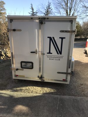 The new NBC enclosed trailer gets proper signage.