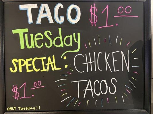 Taco Tuesday Special!! Every Tuesday from 4pm-12am