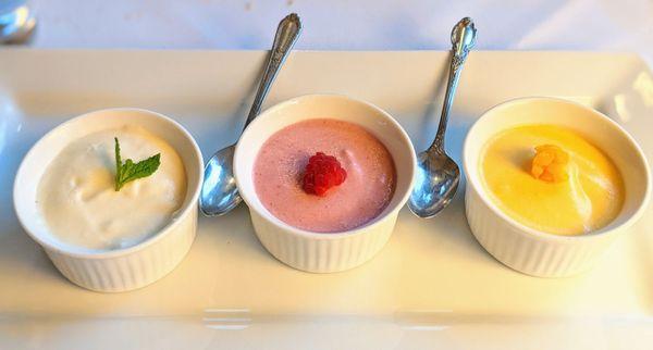 Triple fruit dessert souffle