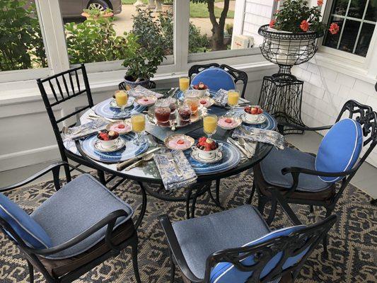 Custom breakfast on the porch!