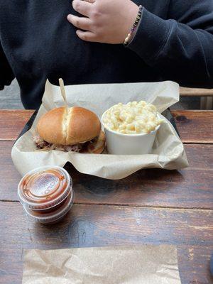 Pulled pork sando and mac and cheese!