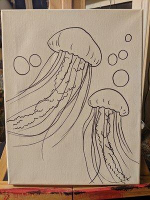 Jellyfish stencil for purchase on paint package