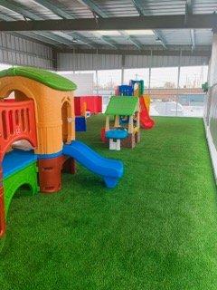 Our all weather outdoor playground allows the children to go outside and get fresh air in any type of weather!