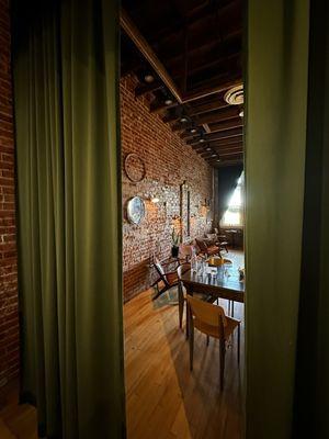 This is a shot from the hallway, outside of the Principal's Office.  I love how they used a beautiful curtain here!