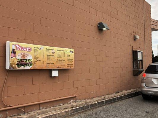 Drive thru and menu