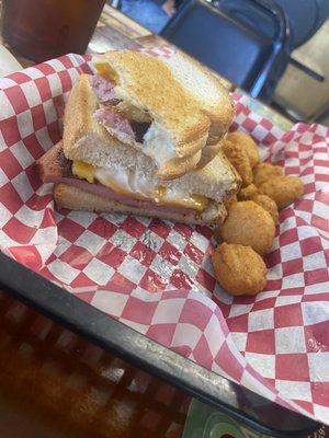 Fried Smoked Bologna sandwich. Husband said it was awesome!