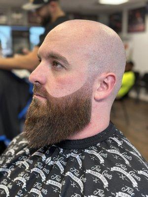 Shaved head and beard shape up and line up