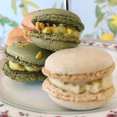 Pistachio Macarons and Chai Macarons