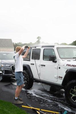 Foam cannon at a customers' house