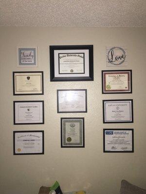 My degree & certificates.