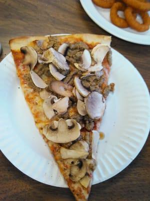 Mushroom and sausage slice...  mushrooms not cooked with pizza