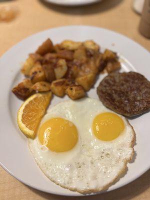 Egg, sausage patty and potatoes. Mmmmm!