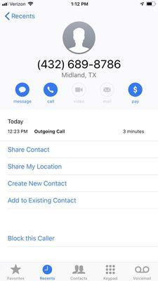 12/23/18 call with Manager lasted 3 minutes