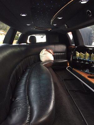 INSIDE VIEW OF OUR 10 PASSENGER LINCOLN CRYSTAL MADE STRETCH LIMO