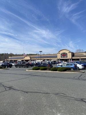 In the parking lot of a Big Y market and a snap fitness