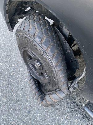 Popped tire