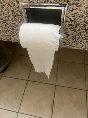 Toilet Paper unrolled and then re-rolled. Not by us.