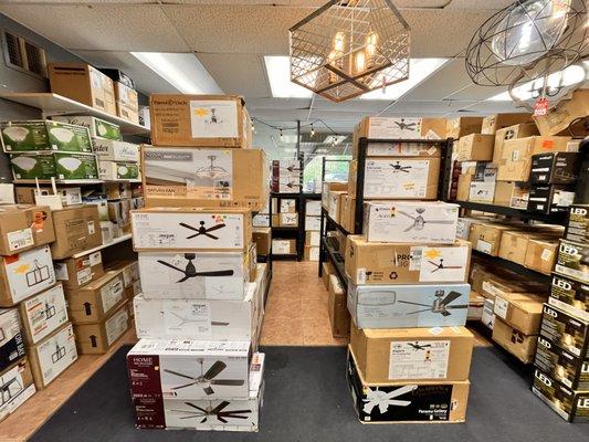 We have a wide selection of ceiling fans with great deals 30-50% bellow retail prices.