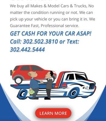 Cash4carsAsap.com get a quote today for your car . Remember junk pays  not just for us but you too