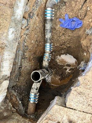 Underground main sewer line replacement