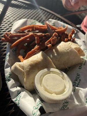 The JT Wrap with Sweet Potato Fries and ranch