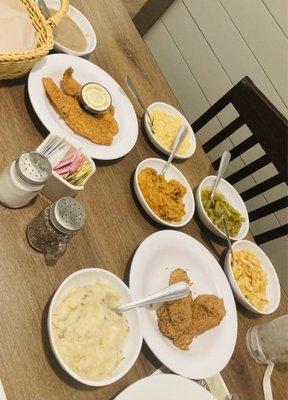 Fried chicken and catfish dinner