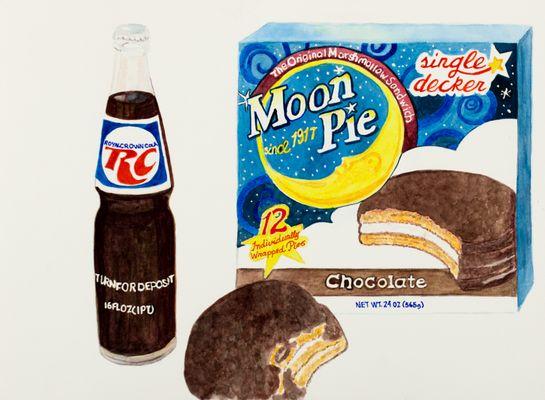 RC + Moonpie by watercolor artist Bibi Gromling