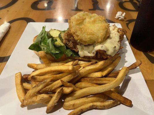 Fried Chicken Sandwich with Fried Green tomatoe