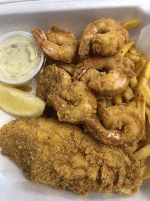 Catfish and shrimp combo