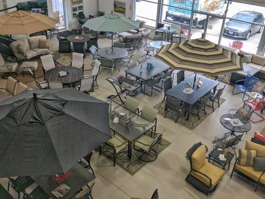 A fraction of our Outdoor Furniture Sales Floor that has over 100 sets on display!