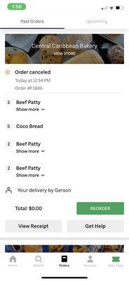 Uber Eats Cancelled Receipt