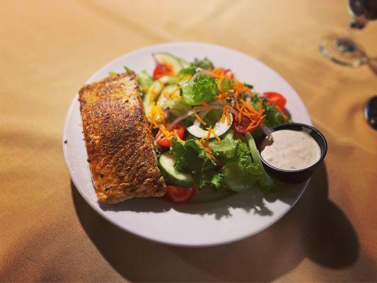 My Tavern Salad with grilled salmon - so good!