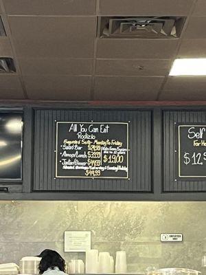 All you can eat menu