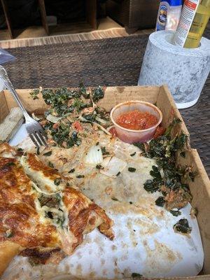 Sauasage calzone with added spinach.not edible