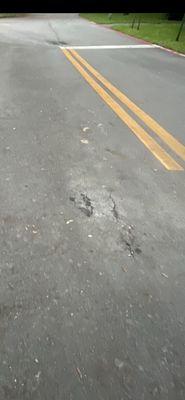 Deteriorating asphalt surface