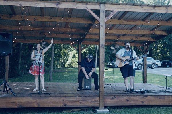 Worshipping outdoors on Sunday