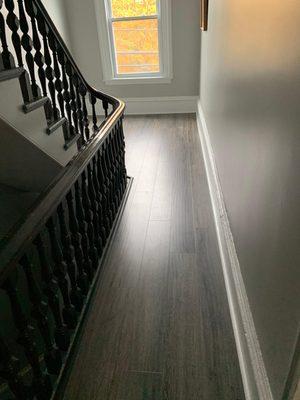 For this residence in Haverhill, MA, our handyman installed a new laminate floor and trim...