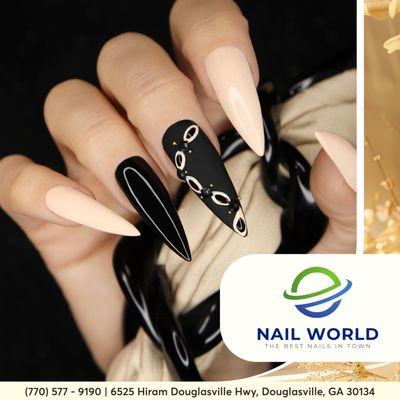 Don't forget to pamper your hands with a fresh and elegant set of nails from Nail World . 
Come pick your favorite!