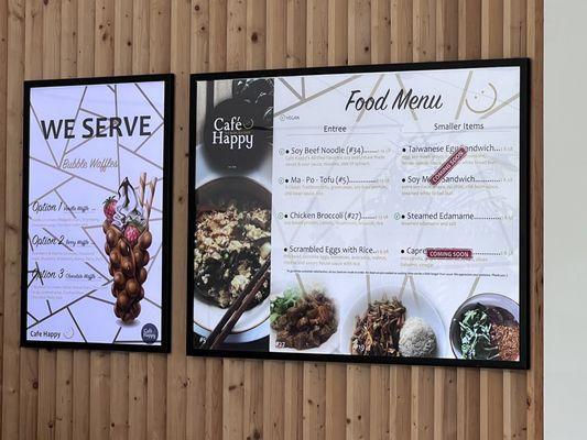 Food menu and waffle  menu