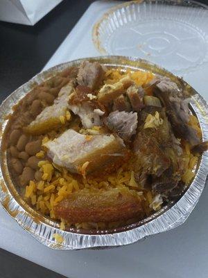 Pernil with rice and beans