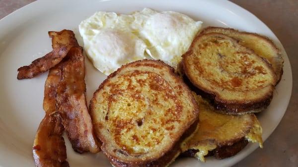 The cinnamon French toast was ok. Eggs were good.