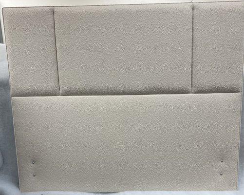 Custom made queen size headboard upholstered in 100% polyester Boucle fabric for customer from Corona C