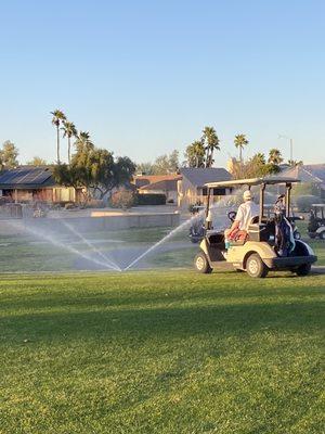 It hit my neighbor even when he was waiting to tee off. GIVE US OUR MONEY BACK   RIDICULOUS